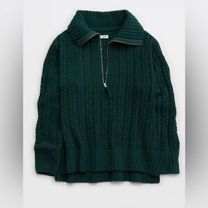 Aerie Cable Car Quarter Zip Sweater
